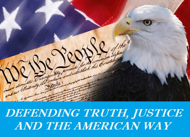 We the people with American bald eagle and flag.